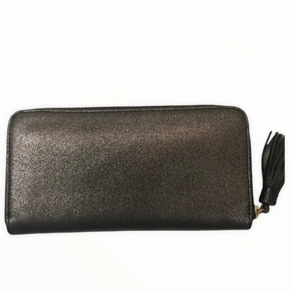 Fossil black shimmer tassel clutch bag wallet